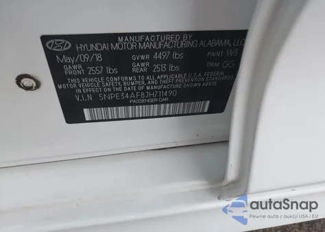 2018 Hyundai Sonata Sel+ from USA, damaged, VIN 5NPE34AF8JH711490
